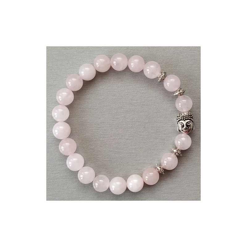 Bracelet en perles de quartz rose