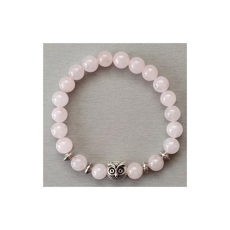 Bracelet en perles de quartz rose