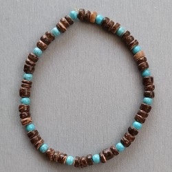 Bracelet composé de perles en bois et Howlite turquoise