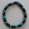 Bracelet composé de perles en bois de coco, onyx et Turquoise naturelle