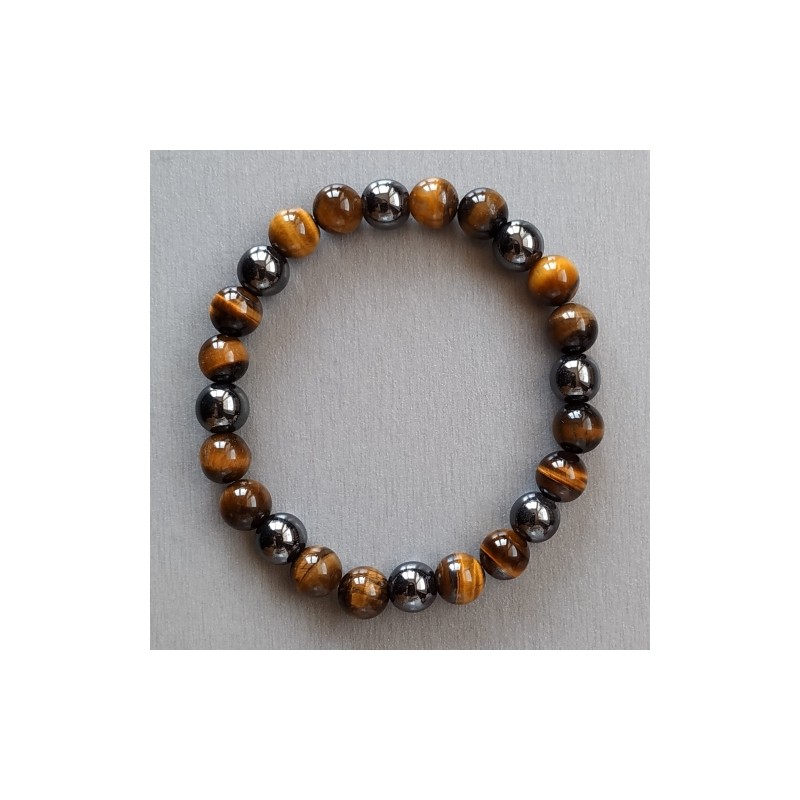Bracelet composé de perles Œil de tigre et Hématite