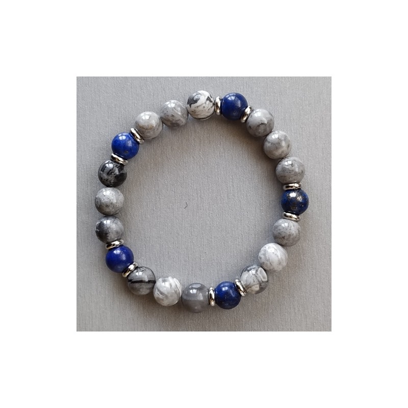 Bracelet composé de perles Lapis Lazulis et Jaspe