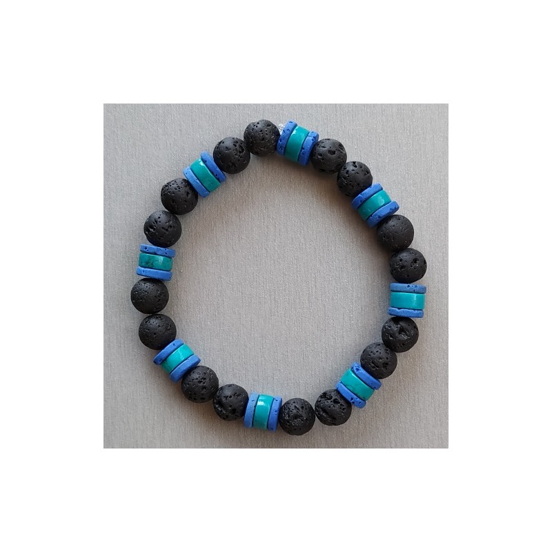 Bracelet composé de Turquoise et pierres de Lave