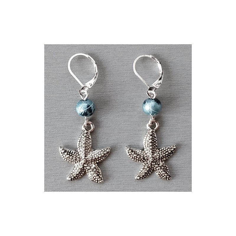 Boucles d'oreilles Etoiles de mer avec perles en verre.